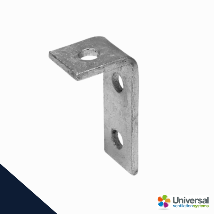 Metal L-shaped mounting bracket with two screw holes at right angle